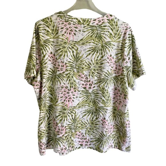 Coral Bay Plus Tropical Print O-Ring Keyhole Short Sleeve Top Women's 1X NEW - Picture 7 of 10